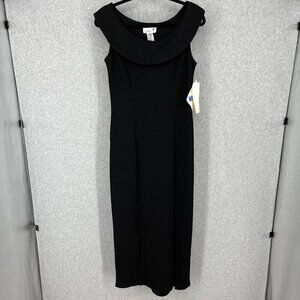 Scarlett VTG Midi/Maxi Dress Size 3/4 Black Jacquard Knit Side Slit Formal NEW